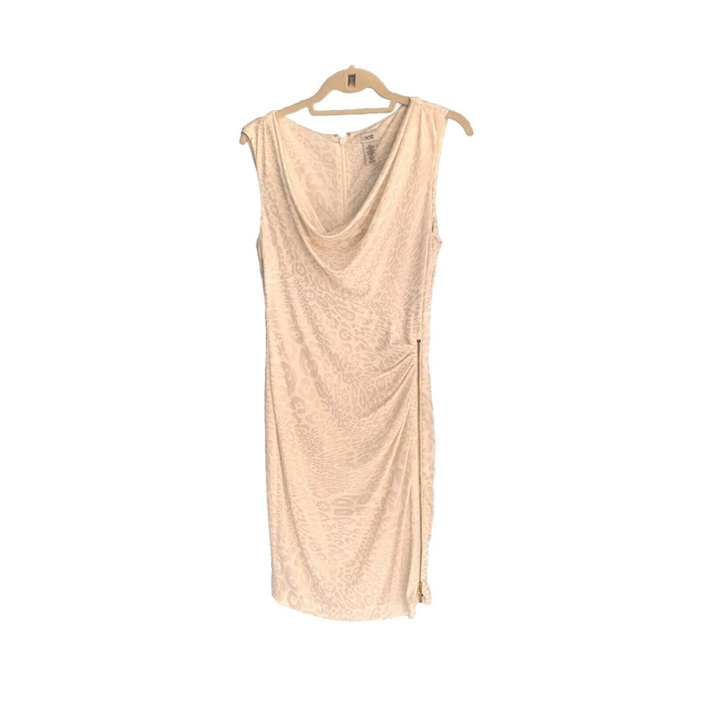 Cache Ivory & Gold Sheath Dress, Animal Print Small